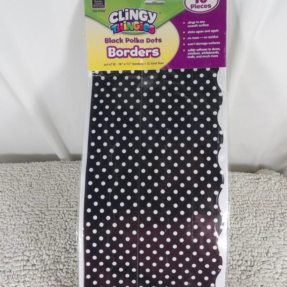 Teacher Created Resources Clingy Thingies Blac Polka Dots Borders - Picture 1 of 5